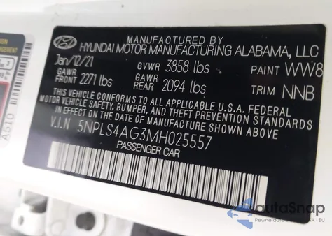 2021 Hyundai Elantra Sel from USA, damaged, VIN 5NPLS4AG3MH025557